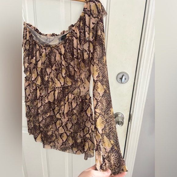 House of Harlow 1960 x REVOLVE • Python Print Mesh One Shoulder Dress Sz XL - Picture 8 of 11